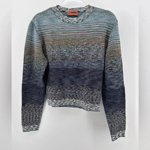 NWT Missoni Gradient Wool Thick Knit Multicolor Sweater Luxury Size M - Picture 1 of 13
